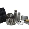 stainless steel tableware set with flask, thermos, lunchboxes, plates, cups and cutlery from dablacksheeps.com